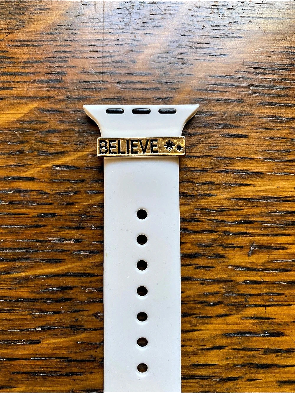 BELIEVE Gold Toned Watch Band Slider Charm